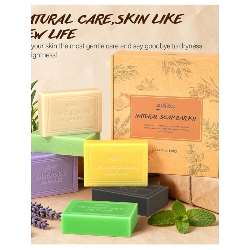 POP MODERN.C  Natural Bar Soap Set for Men Women 6pcs Organic Soap ~ NWT